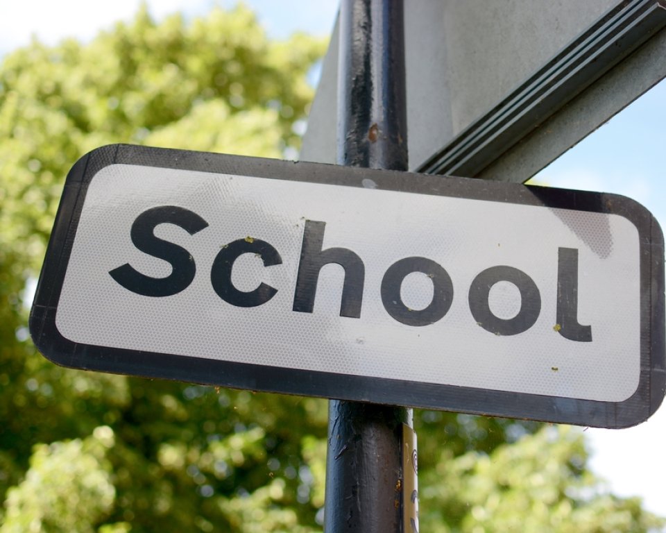 Traffic sign indicating a school
