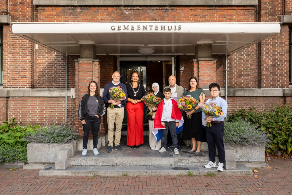 Groepsfoto met de burgemeester