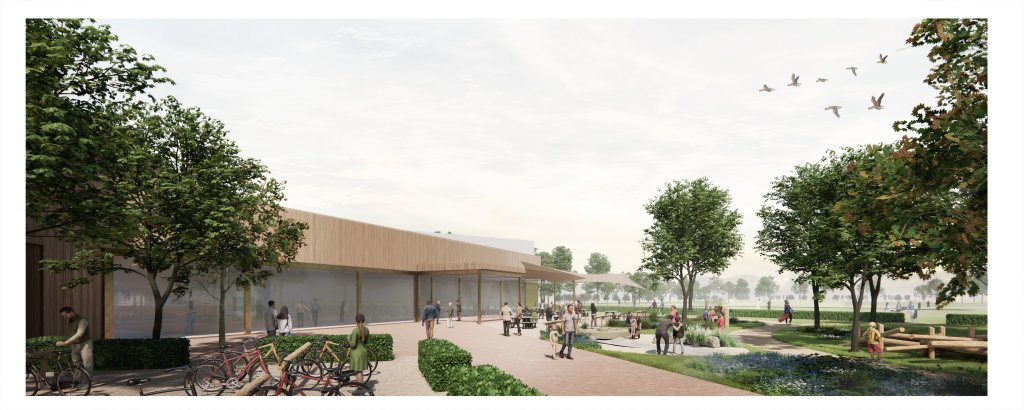 Concepttekening nieuw sportcentrum