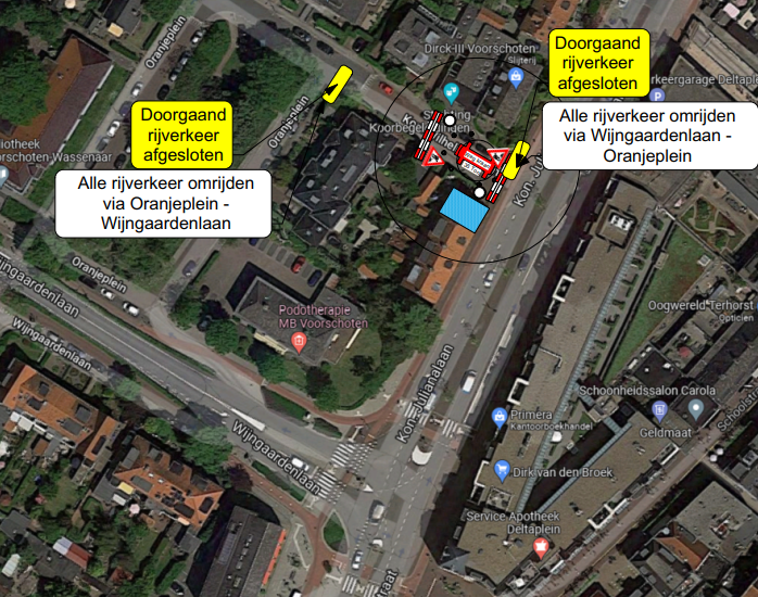 Afbeelding map: aflsluiting Koningin Wilhelminilaan 1 op woensdag 25 oktober van 08.00 tot 14.00 uur.