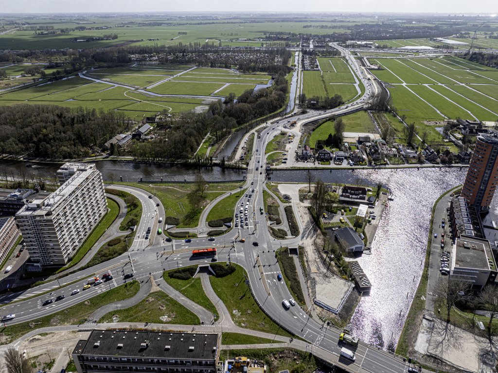 Dronefoto van de herinrichting van de Europaweg