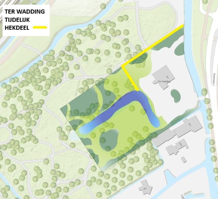 Plattegrond met het tijdelijke hekdeel