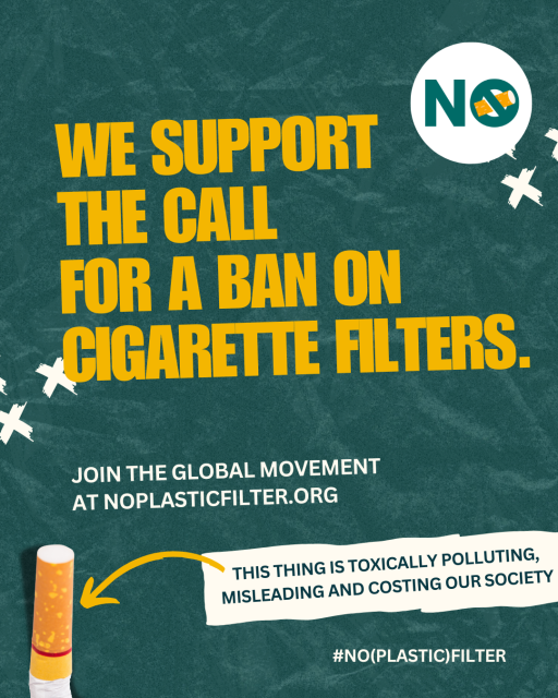 Flyer campagne: We support the call for a ban on cigarette filters