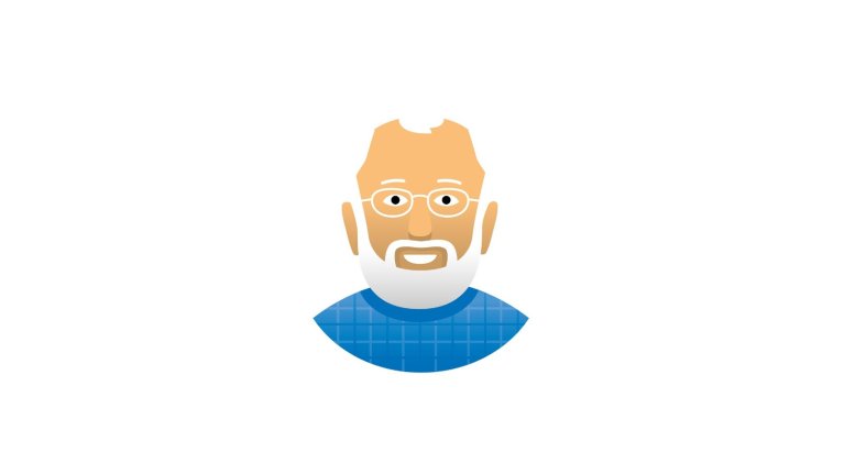 Illustratie van een oudere man met bril en baard