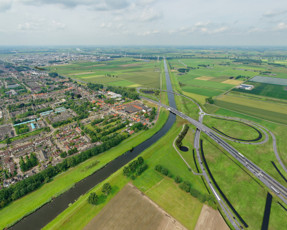 Luchtfoto met een impressie hoe de GOL er ter hoogte van Waalwijk uitziet