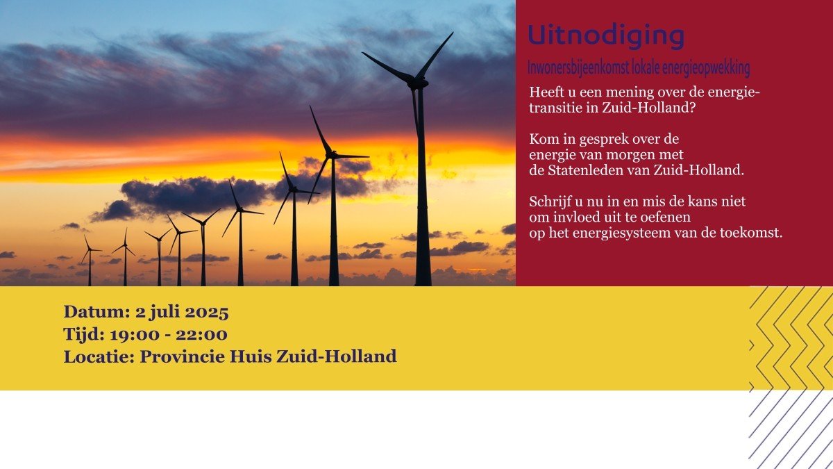 Inwonersbijeenkomst Lokale Energie – Zuid-Holland 2 juli 2025