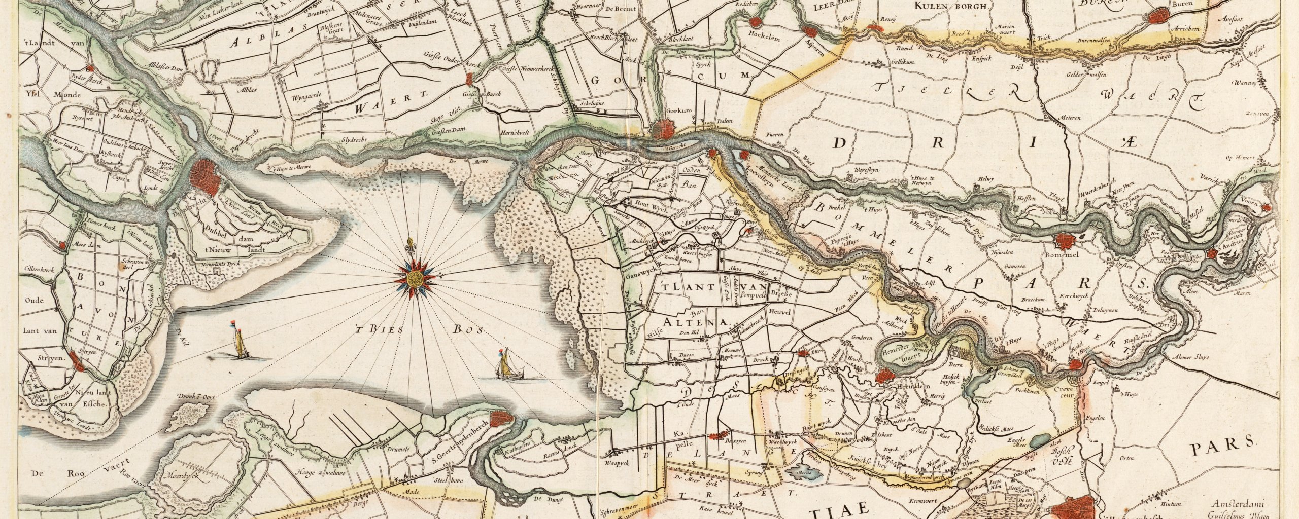 Oude kaart van het rivierengebied