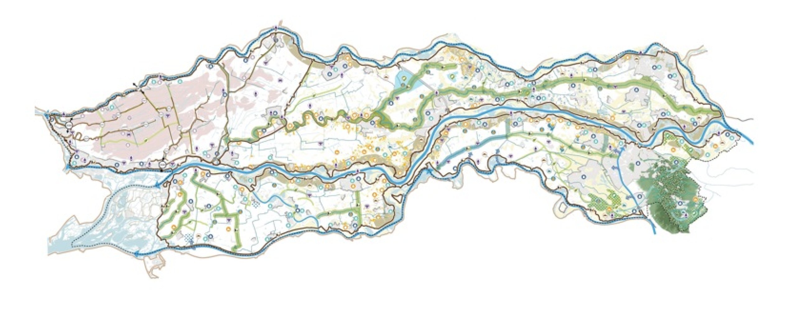 Kaart van het werkgebied van Waterschap Rivierenland