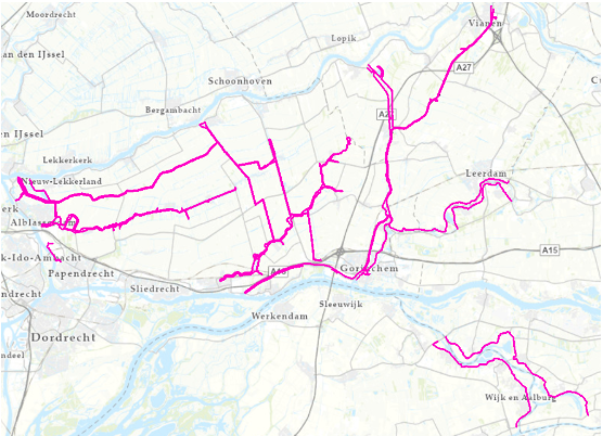 Een kaart met overzicht van regionale keringen