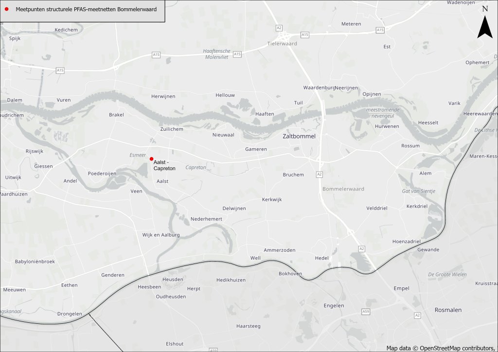 Pfas meetlocaties Bommelerwaard