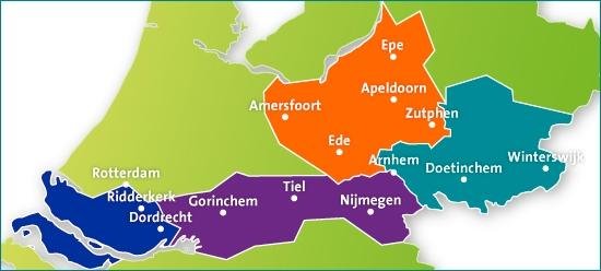 Werkgebied muskusrattenbeheer Rivierenland