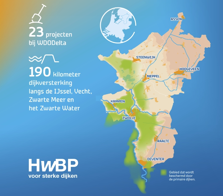 Gebied dat wordt beschermd door de primaire dijken.