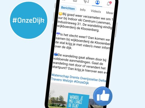 Een afbeelding van de facebookpagina Onze Dijk op een telefoon