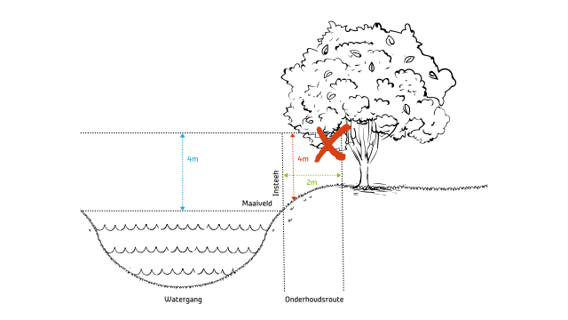 Op deze illustratie zijn de beschreven afmetingen weergegeven. 