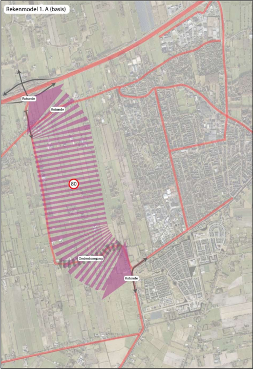 Kaart rondweg rekenmodel 1 A (basis)