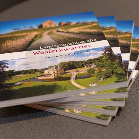 Close-up van de gedrukte versie van de landschapsbiografie