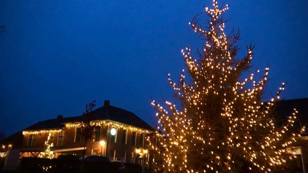 Kerstboom en kerstversiering in Ezinge