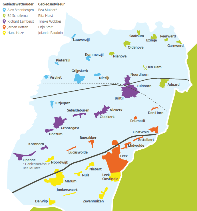 Gebiedswethouders en gebiedsadviseurs per dorp