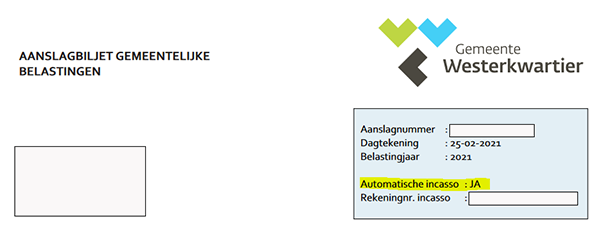 Voorbeeld aanslagbiljet gemeentelijke belastingen