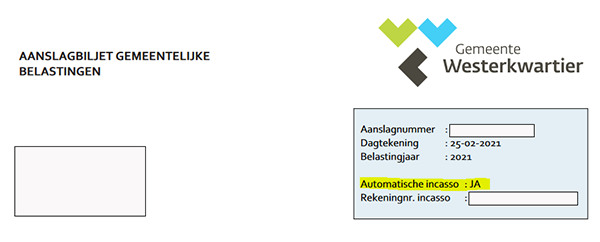 Automatische incasso, machtiging  Gemeente Westerkwartier