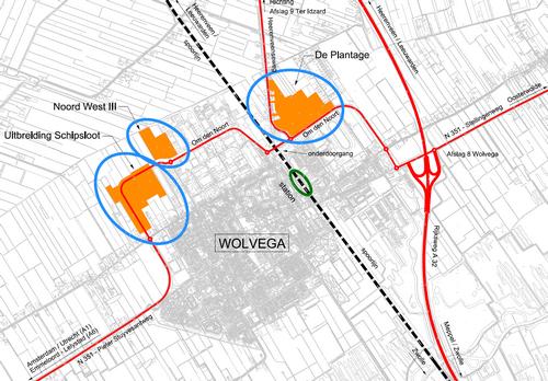 Overzichtskaart bedrijventerreinen wolvega