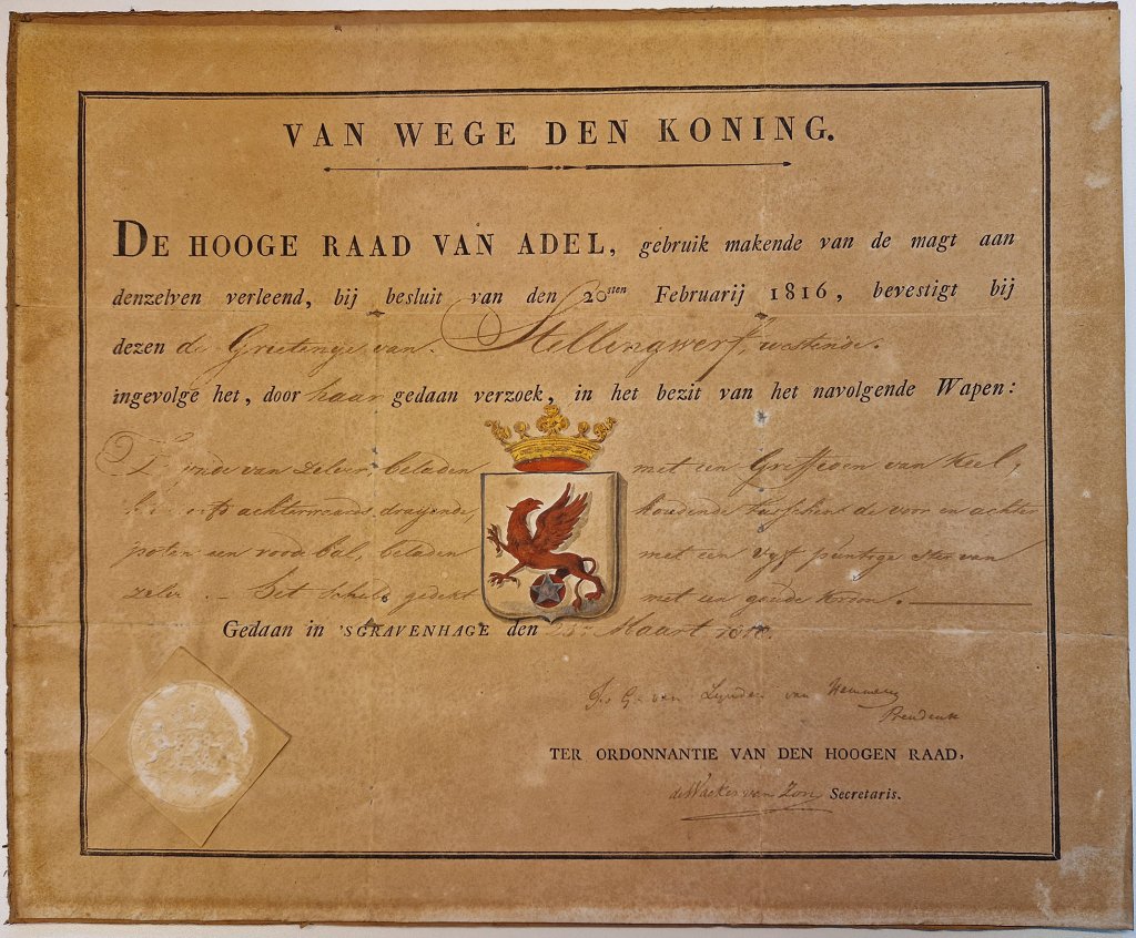 De vaststelling van het gemeentewapen, 1818 (Gemeentearchief)