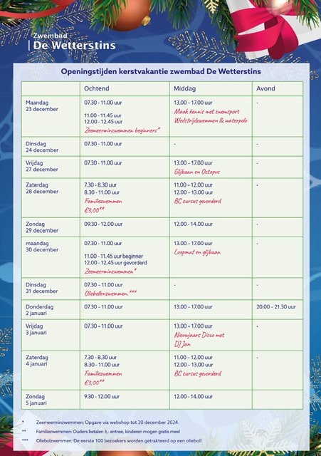 flyer kerstvakantie, rooster