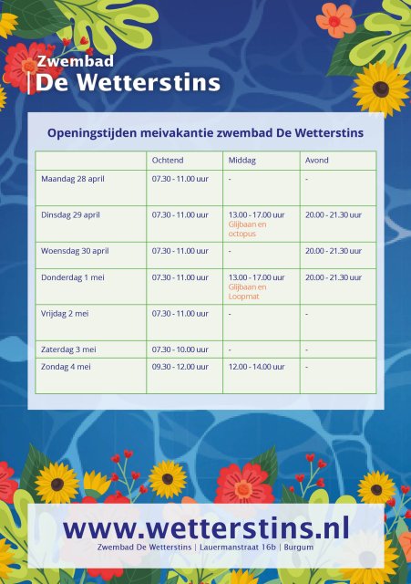 afbeelding van flyer openingstijden meivakantie 2025