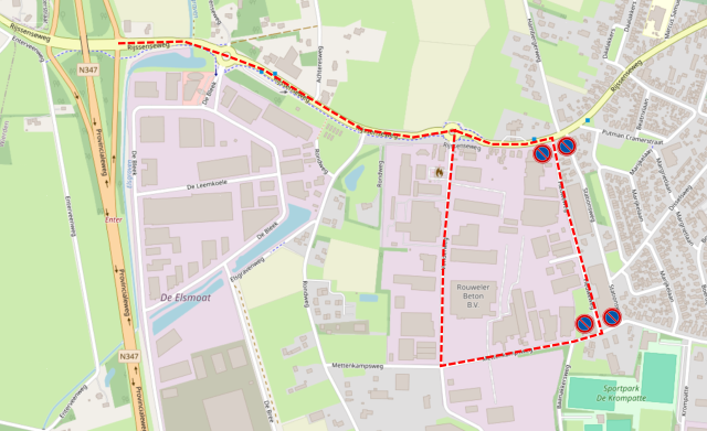 Tijdelijke route buslijn 95, via Fleuweweg