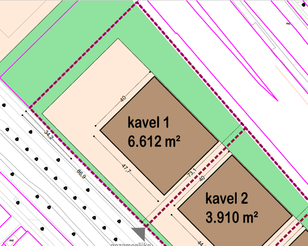 Kaartje met ligging van bouwkavel 1