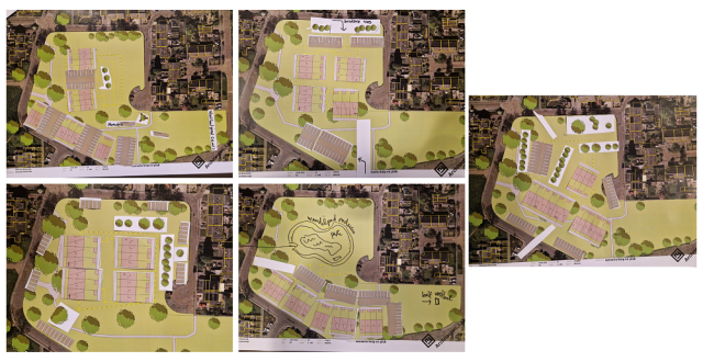 Plattegronden van 5 varianten voor woningbouwplan