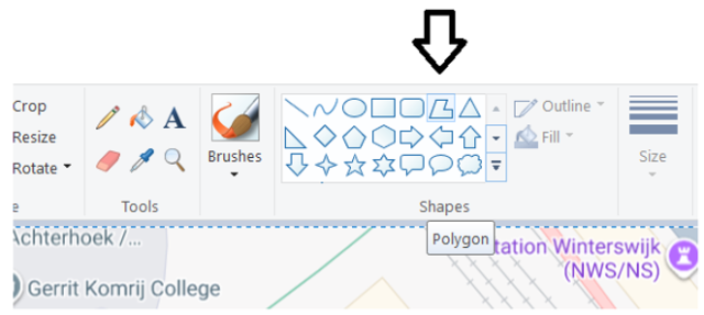 kies in Paint het symbool Polygoon