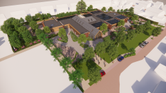 Bovenaanzicht van de nieuwe school