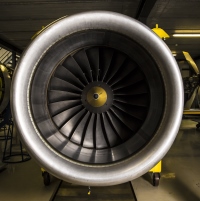 Close-up van een vliegtuigmotor