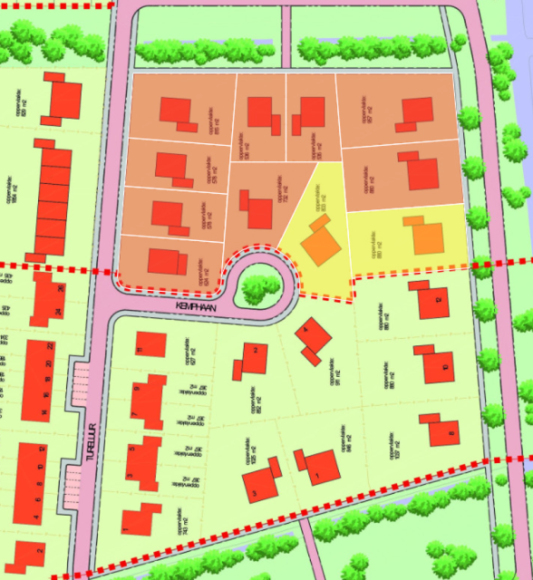 Kaartje van fase 3 Zevenhuizen Oost met 2 bouwkavels