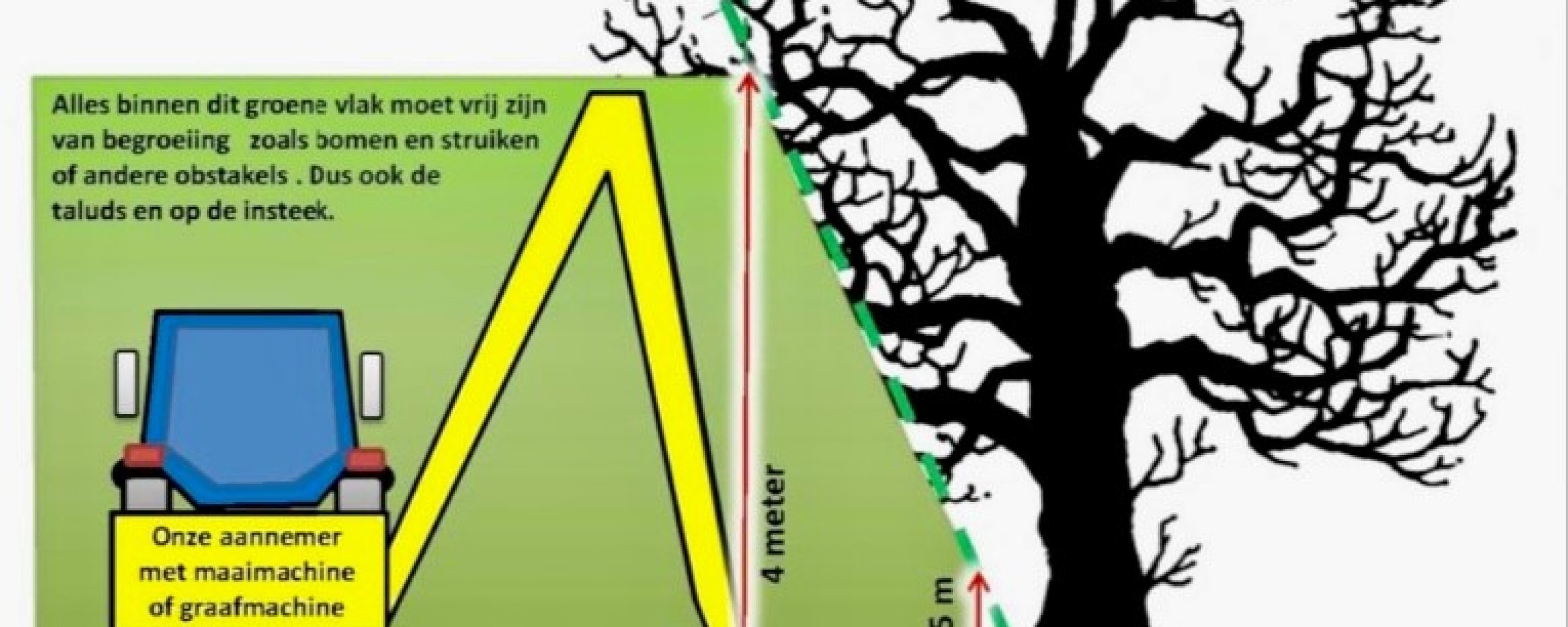 Infographic over overhangend hout en andere obstakels