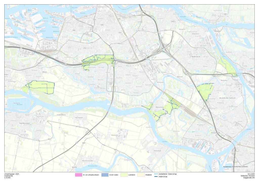 Landelijk gebied(en) op IJsselmonde waar Hollandse Delta in 2025 baggert.
