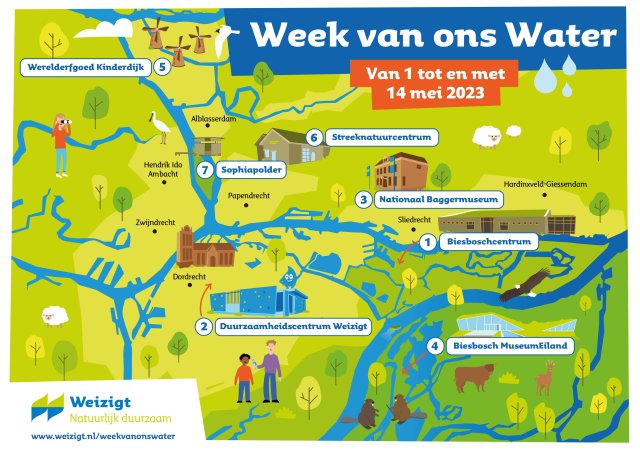 Overzichtskaart week van ons water in de drechtsteden