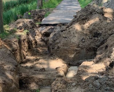 Beverschade onder de weg bij Middelharnis