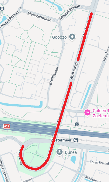 Map showing the Afrikaweg detour