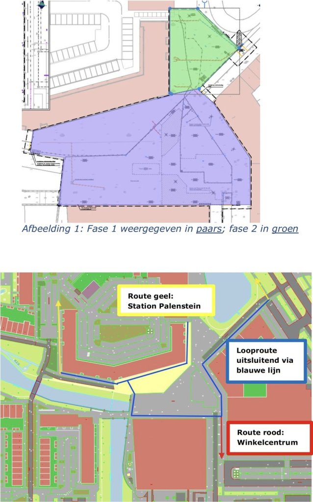 Kaart werkzaamheden plein Palenstein