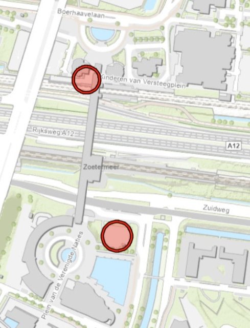 Bewaakte fietsenstalling Mandelabrug weergegeven op kaart