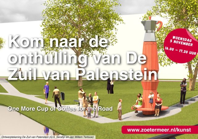 Card with text: Come to the unveiling of The Column of Palenstein on Nov. 5, 2025, 4:00-17:30 p.m.