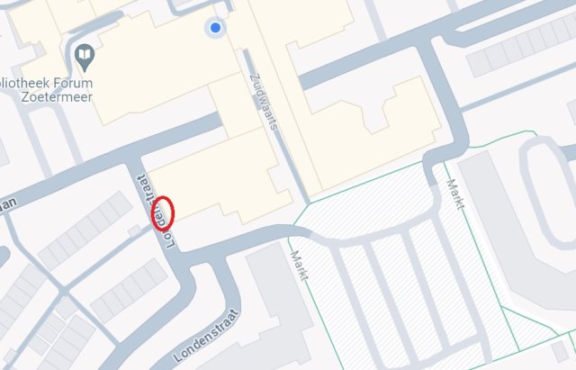 Kaart met plek van afzetting Londenstraat voor hijswerkzaamheden