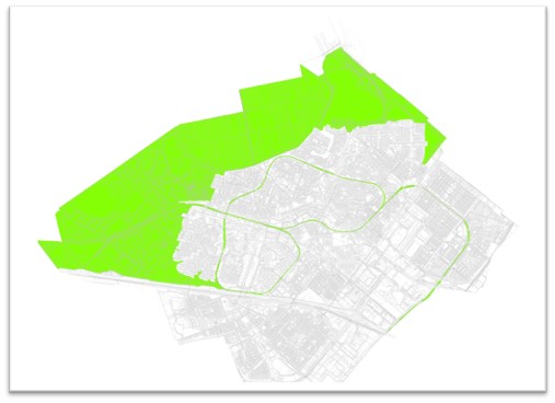 City map showing rural areas according to phase 1