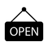 Icon bordje 'Open', identificatie voor openingstijden.