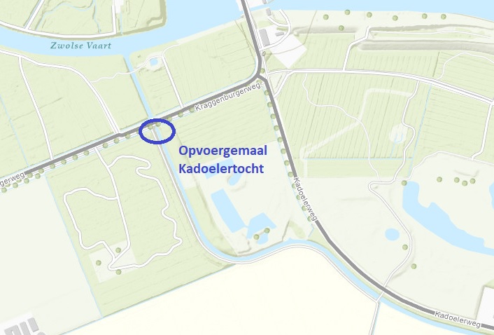 Kaart met locatie werkzaamheden Opvoergemaal Kadoelertocht