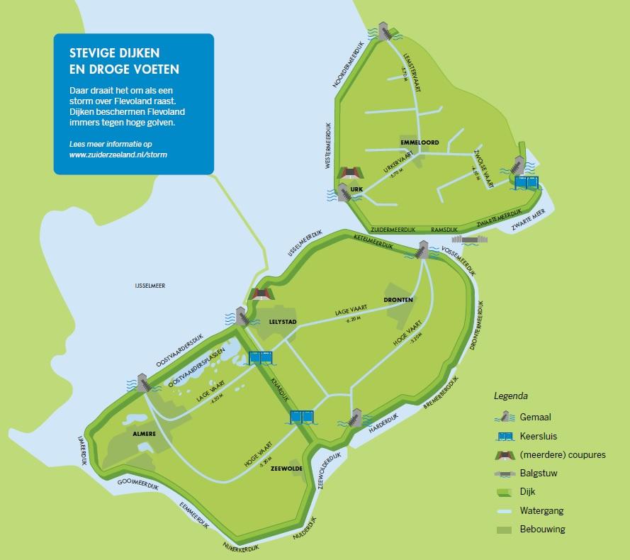 Kaart 'Flevoland beschermd tegen water'
