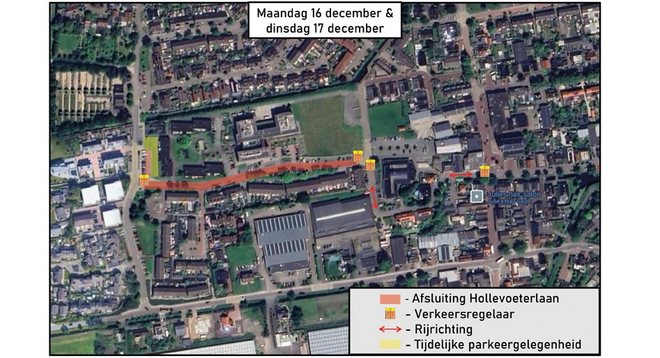 Hollevoeterlaan omleiding 16-17 december 2024