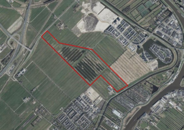 Bovenaanzicht van het gebied Groenblauwe Zone